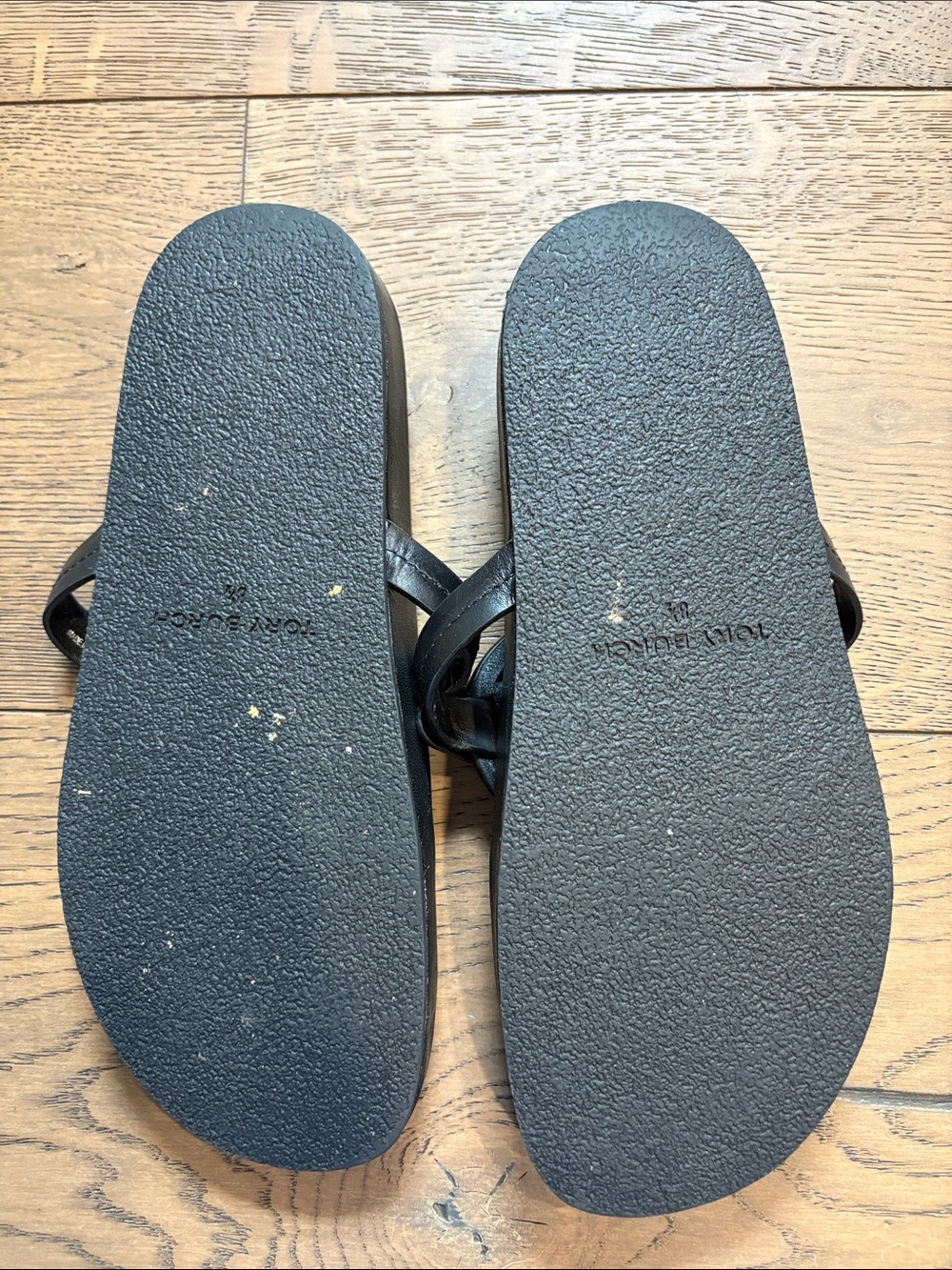 Tory Burch Miller Cloud Logo Leather Thong Sandals Black - Picture 5 of 5